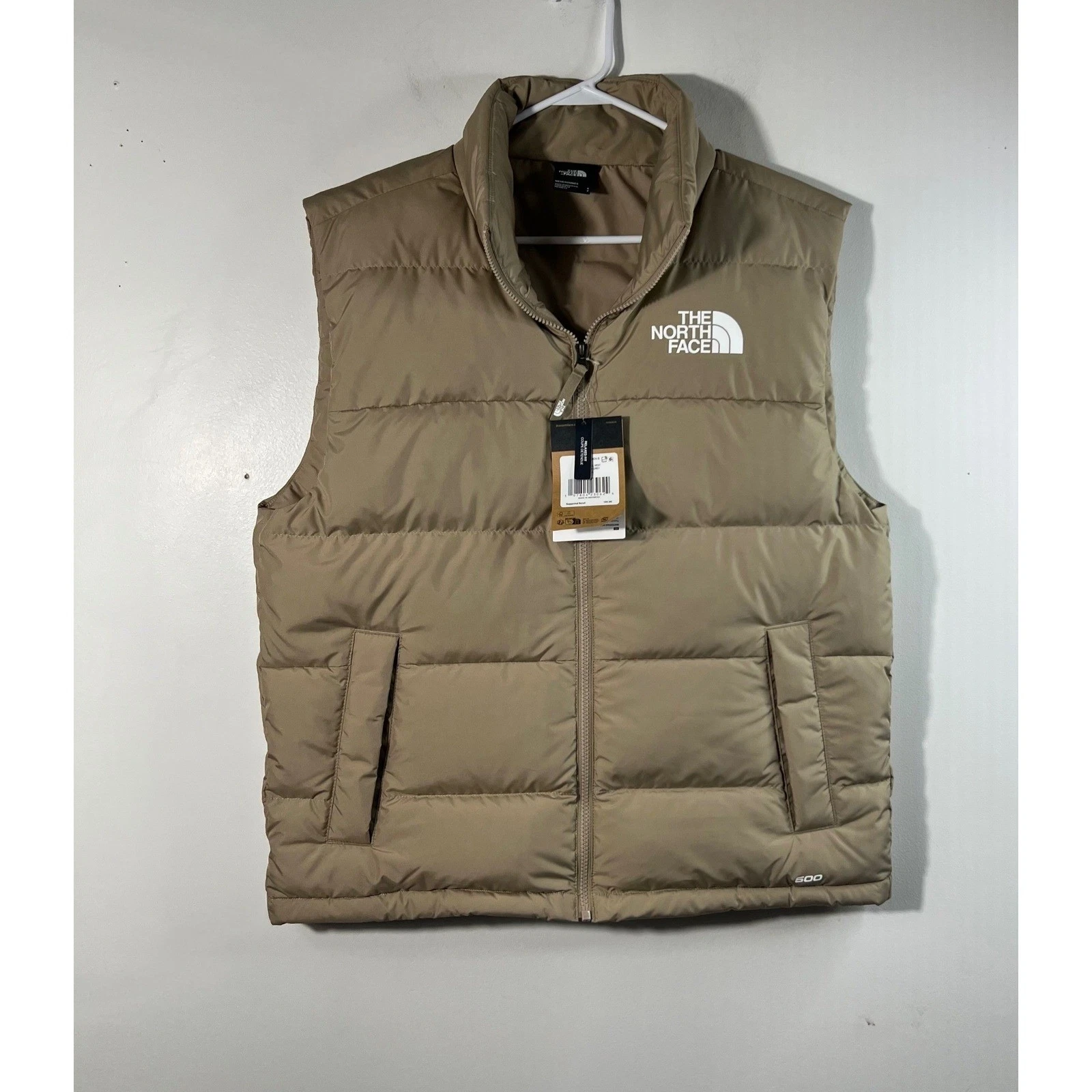 The North Face Mens M Frost Fall Vest Mushroom Grey 600 Fill Down Size Small NWT
