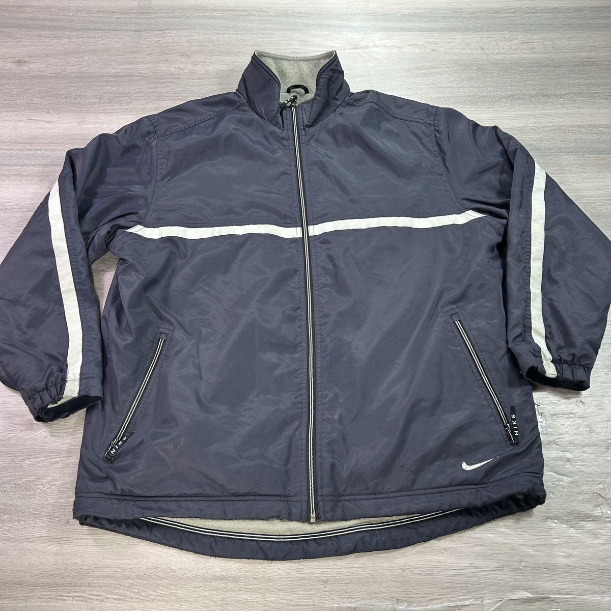 VINTAGE Nike Jacket Mens Large Fleece Lined Windbreaker Full Zip 