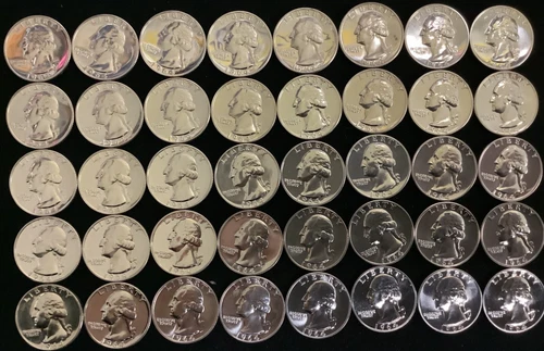 1964 Washington Quarter Proof Roll 40 Silver coins