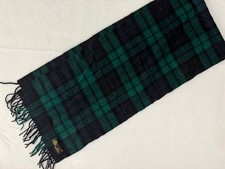 Blue Green Tartan Plaid 100 CASHMERE muffler scarf 12 x 60