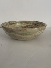 Onyx Bowl Decorative Streaks Measures 9” Wide By 3” Deep - Green, Rust And Tan