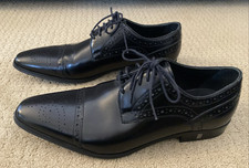 Versace Collection Black Derby Dress Shoes Sz 42 US 9 Cap-Toe Brogue Oxford