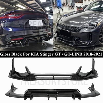 For KIA Stinger GT 2018-2021 AD Style Front Bumper Lip &Rear Bumper Diffuser Set