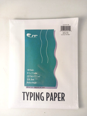 Typing Paper, 8 1/2 x 11 inches, 16 lb. Bond, Medium Weight