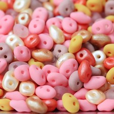 Czech SuperDuo 2-Hole Beads, Velvet DESERT Flower MIX 2.5x5mm 10 Grams