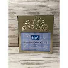 VTG Winnie the Pooh Photo Album Frame Front 4x6 Photos Embossed Silver Velvet