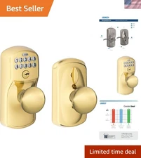 Keyless Entry Keypad Lock Bright Brass Flex Lock for Doors Home Security