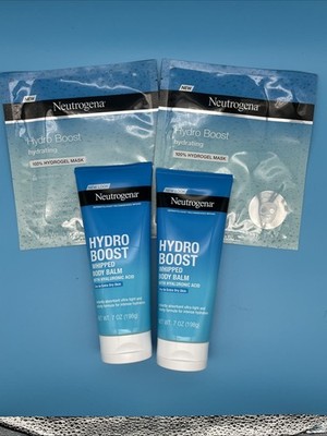 Neutrogena Hydro Boost Whipped Body Balm Hyaluronic Acid 7oz (2Pack) w/2 Masks