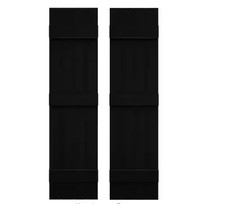 14 in. W x 59 in. H Vinyl Exterior Joined Board-n-Batten Shutters Pair -Black