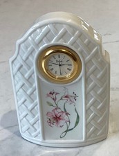 VINTAGE BELLEEK FLORAL COUNTRY TRELLIS CLOCK