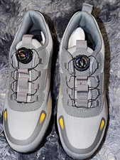 9KSAFETYJB Men's Gray Yellow Black Solid Low Top Dial Athletic Sneakers