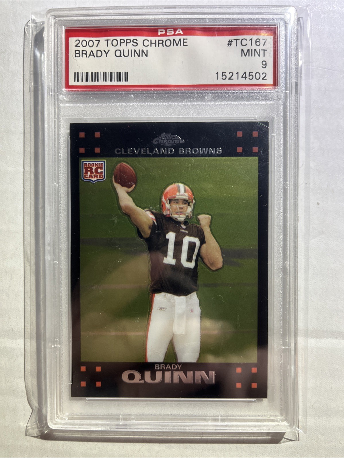 2007 Topps Chrome BRADY QUINN #TC167 PSA 9 Refractor Browns MINT Notre Dame