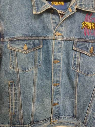 Y2K Spiderman Denim Jacket Vintage 2002 Size XL Marvel Comics image 4