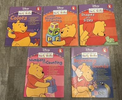 I Can Learn With Pooh Early Skills Pre-K Disney Learning Workbooks 2004 *5 New*