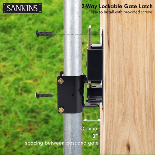 2 Way Lockable Gate Latch, Black Anti-Sag Farm Gate Latch, Two-Way Livestock ... - Picture 6 of 7