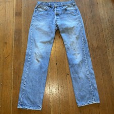 Vintage Levi's 501 Jeans Mens 35x36 Blue Cotton Button Fly Straight Leg USA Made