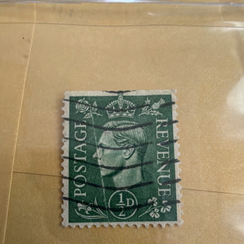 Great Britain George VI 1d Green Postage Revenue Stamp Used Handstamped
