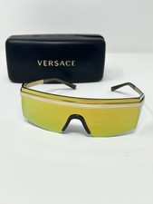 Versace VE2208 MOD 2208 1002/7P Gold Shield Sunglasses Gold Mirror w/ Case
