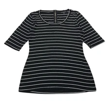 Green Envelope | Black & White Striped Short Sleeve Top | Women's Size M