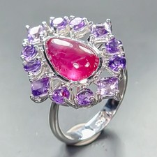 Vintage ring Ruby Ring 925 Sterling Silver Size 8 /R456561