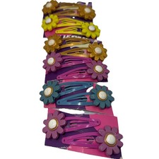 Vintage Goody Hair Clips Lot Of 6, Violet, With Yellow, Blue, Gold Flowers 34 