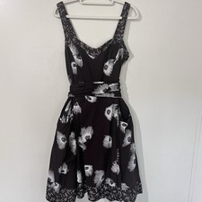 VTG Nine West Dress Brown White Floral Cottagecore Prairiecore Coquette 10