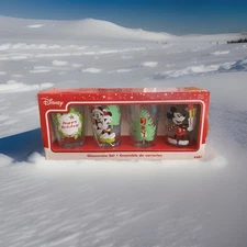 Disney Mickey Mouse & Friends 16oz 4pk Holiday Xmas Pint Glasses Zak Designs NIB