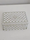 Vtg. Fenton Moonstone Hobnail Trinket Cigarette Box & Lid White Opalescent