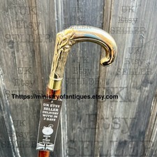 Vintage Antique Derby Curved Handle Wooden Walking Cane Polished Foldable Stick