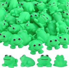 50 Pcs Rubber Frogs Squeak and Floating Green Frog Bath Toys Swimming Bathtub Sh
