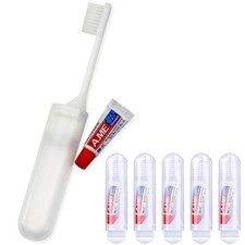 JOUGE Travel Toothbrush Set Portable Foldable Soft 1 Count Pack of 1 , 5pcs