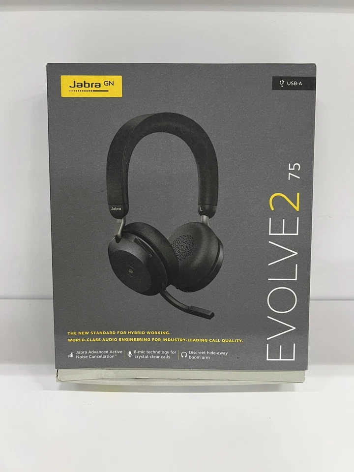 Jabra Evolve2 75 Wireless Headset - Black, USB-A, UC Stereo, Link 380/390a - Image 2 of 4