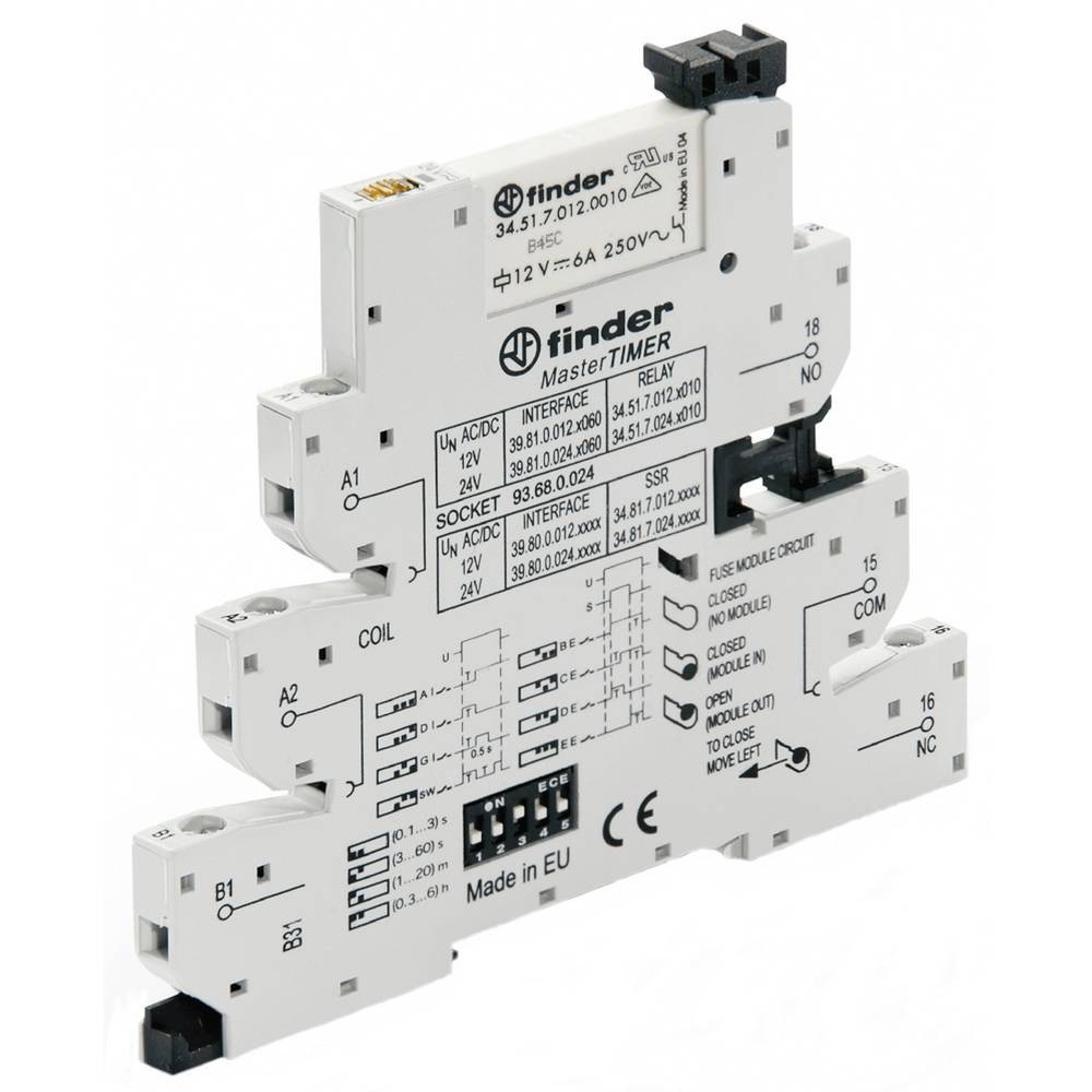 Relais temporisé Finder MasterTIMER 6A coupure 250V pour automatisation précise