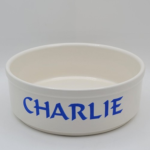 Large Vintage Pfaltzgraff Stoneware Dog Bowl/Personalized CHARLIE 2.75" x 7.5O"
