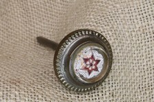 Old Picture Nail Red 6 Point Star Nickel Painting Hanger Sulphide Glass Vintage