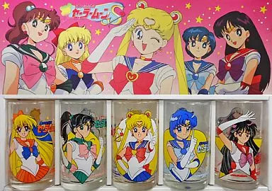 Pretty Guardian Sailor Moon Glass Tumbler 5-Piece Set Excellent Used For Ages 14
