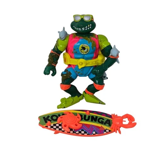 Vintage TMNT Ninja Turtles Figure Mike The Sewer Surfer 1990 Complete F1