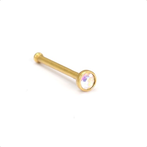 Gold Nose Stud Straight Shape Pin Set Bone Ball End Bar Body Piercing 22g - Picture 6 of 15