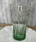 Genuine Double Embossed Coca-Cola Green Tint  6" Tall Glass Vintage Style Glass