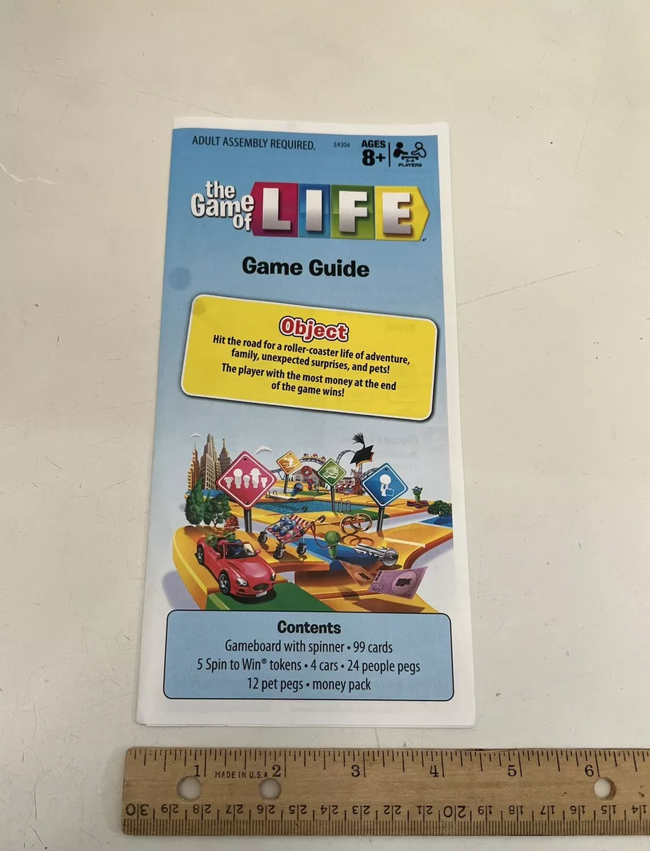 Instructions Manual & Rules for The Game of Life, Family Board