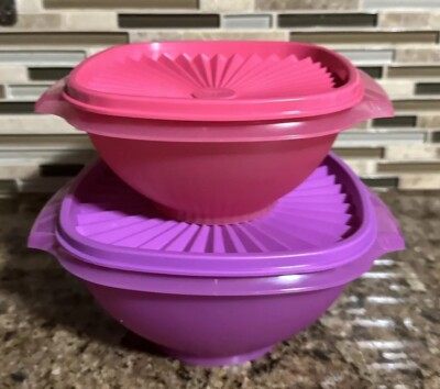 Tupperware Servalier Bowls Set of 2 Magenta 3 Cups & Marve 4 Cups ~ New!