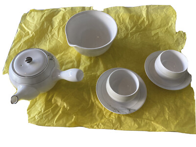 Vintage HaengNam New C est Bien Bone Pottery TEA SET 2 Cup Made In Korea