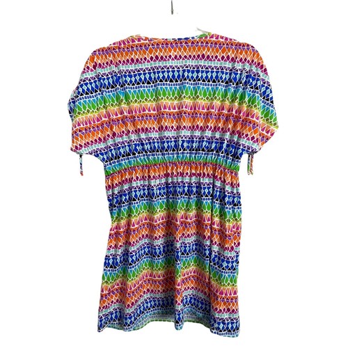 La Blanca Swim Cover Up Tunic Top Size M Drawstring Waist Colorful - Picture 5 of 5