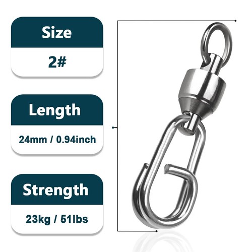 Ball Bearing Swivels with Snaps 25~100Pcs Stainless Split Ring Lure Connectors - Picture 9 of 15