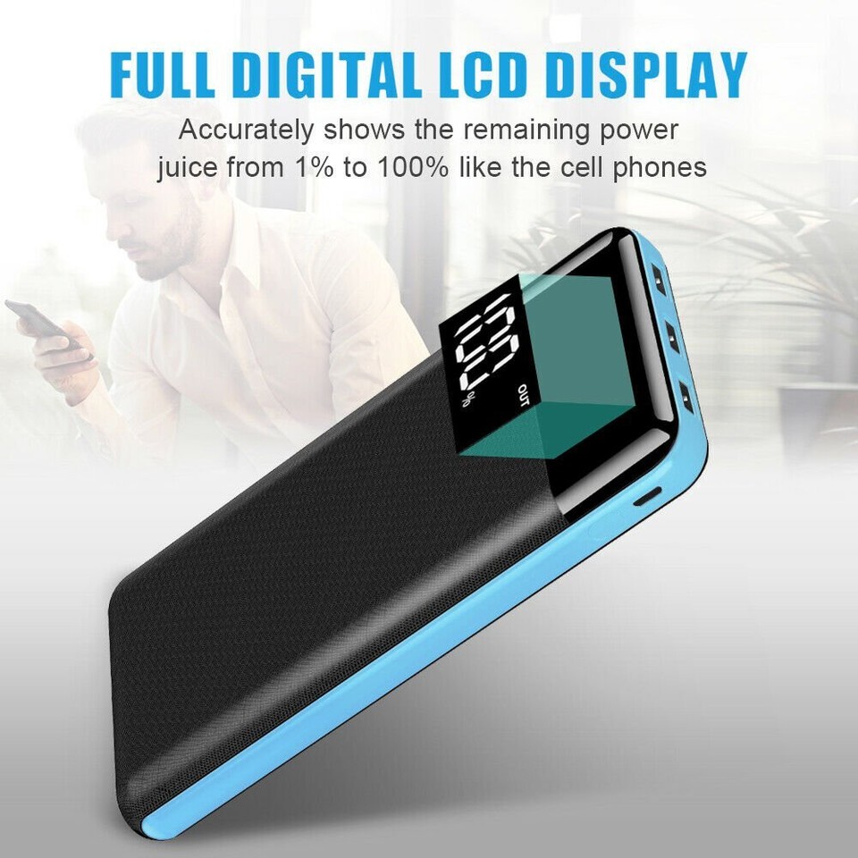 500000mAh Portable Charger LCD Power Bank USB Ports For Univ