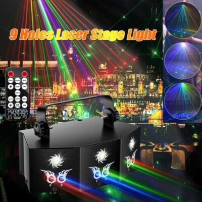 9Eyes LED Projector Laser Light DMX RGB Strobe Party Stage Effect Lights +Remote