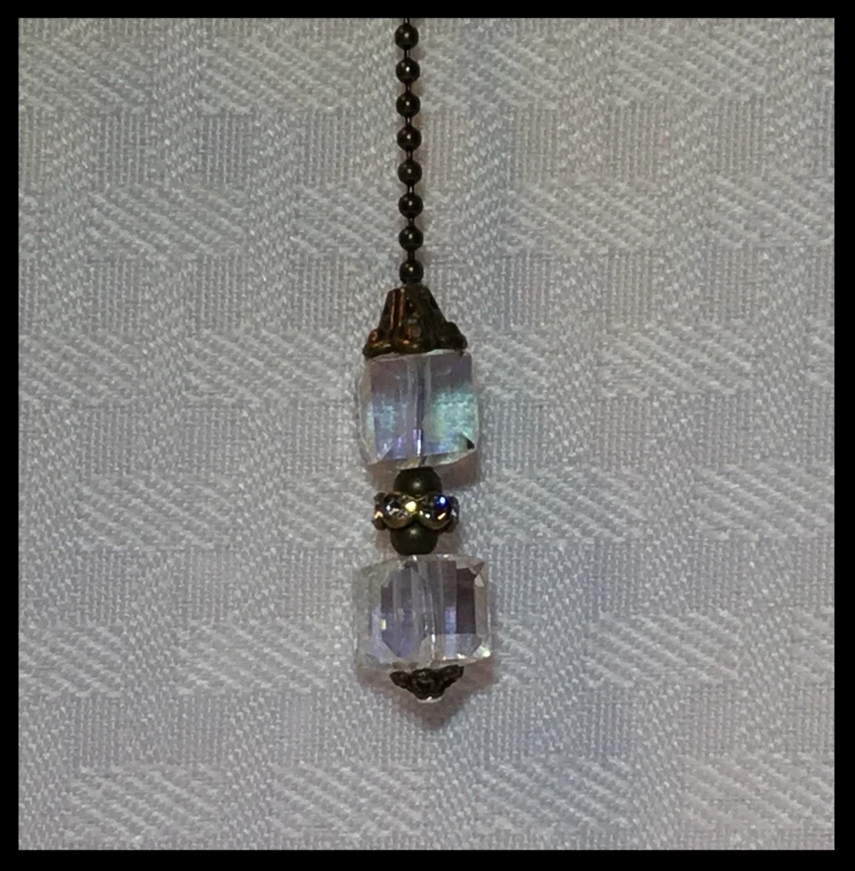 Tirador de lámpara cubo AB de oro y cristal antiguo hecho a mano Foto 3 de 4