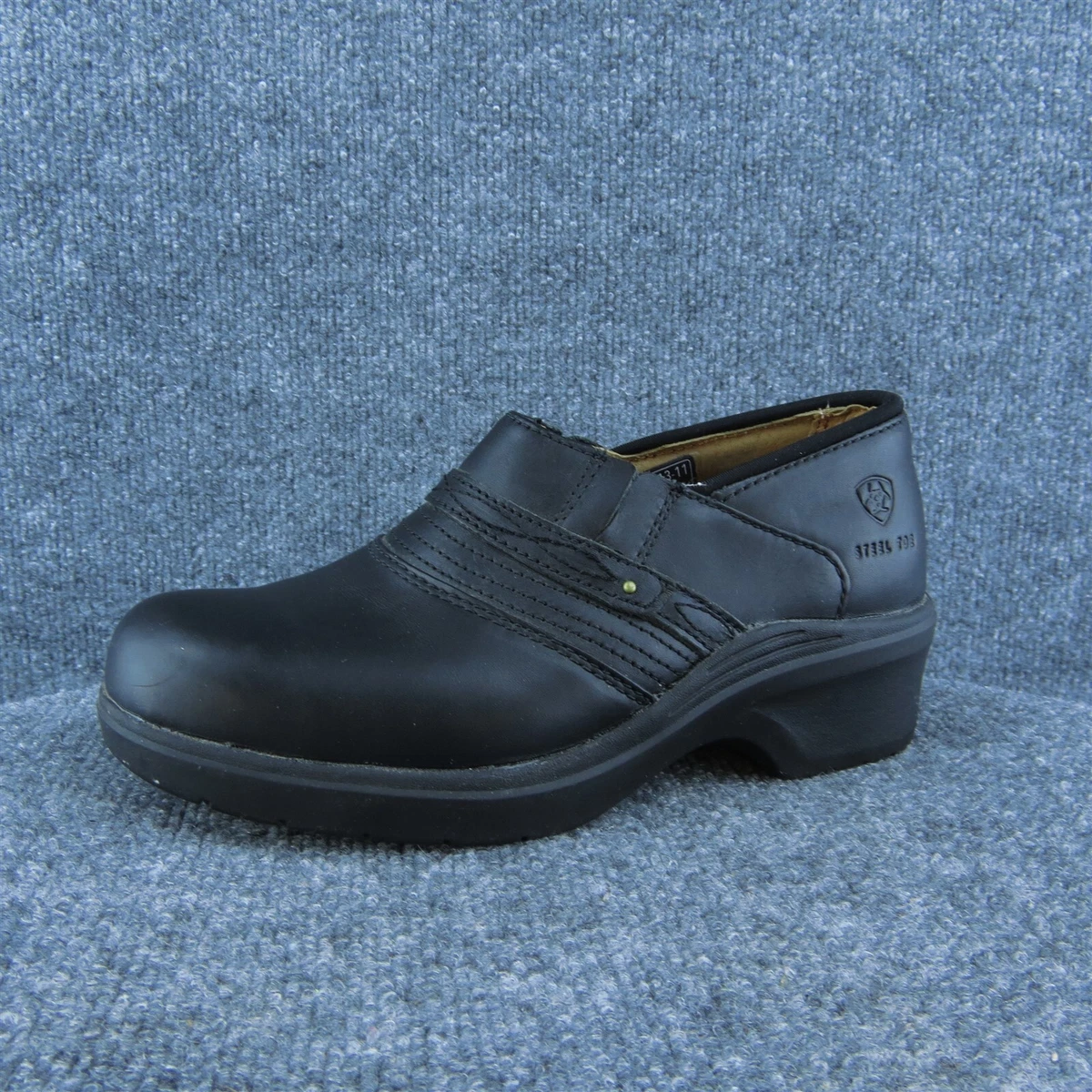 Ariat Steel Toe Women Clog Shoes Black Leather Slip On Size 8 Wide