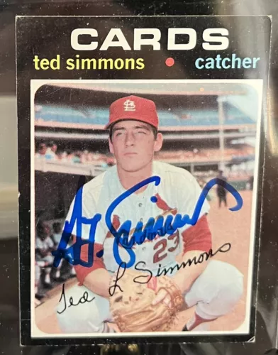 1971 Topps SIGNED TED SIMMONS RC #117 AUTO St. Louis Cardinals HOF ROOKIE BEAUTY