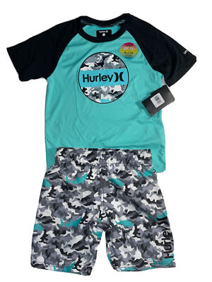 Hurley Boy's Rash Guard & Swim Trunks Set /or Trunks Dri-Fit